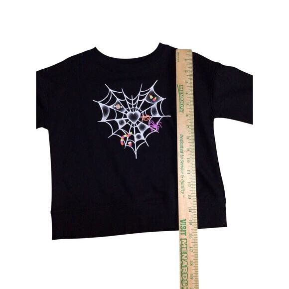 Girls Long Sleeve Black Spider Web Sparkle Heart Halloween Sweatshirt XS 4/5 - Picture 7 of 7